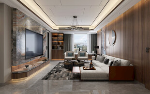 现代简约高级感新中式复古风客厅