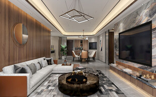 现代简约高级感新中式复古风客厅