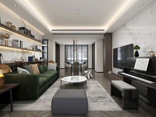 现代简约高级感新中式复古风客厅