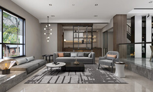 现代简约高级感新中式复古风客厅