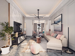 现代简约高级感新中式复古风客厅