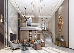 现代简约高级感新中式复古风客厅