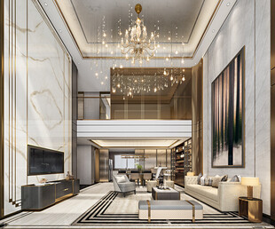 现代简约高级感新中式复古风客厅