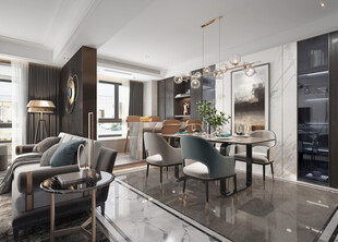 现代简约高级感新中式复古风客厅