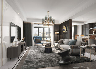 现代简约高级感新中式复古风客厅