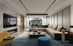 现代简约高级感新中式复古风客厅