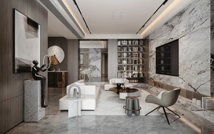 现代简约高级感新中式复古风客厅