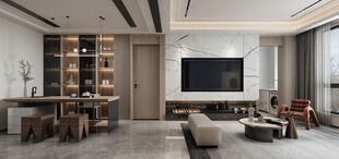 现代简约高级感新中式复古风客厅