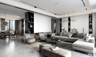 现代简约高级感新中式复古风客厅