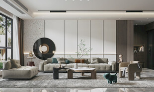 现代简约高级感新中式复古风客厅