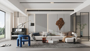 现代简约高级感新中式复古风客厅