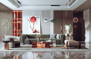 现代简约高级感新中式复古风客厅