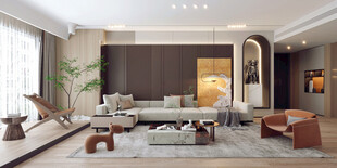 现代简约高级感新中式复古风客厅