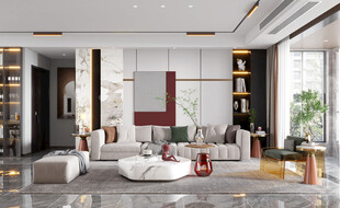 现代简约高级感新中式复古风客厅