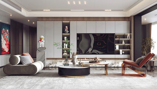 现代简约高级感新中式复古风客厅