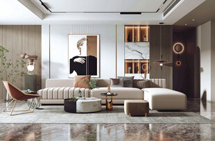 现代简约高级感新中式复古风客厅