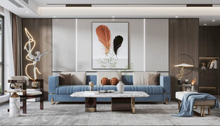 现代简约高级感新中式复古风客厅