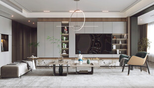 现代简约高级感新中式复古风客厅