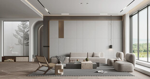 现代简约高级感新中式复古风客厅