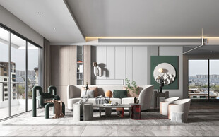 现代简约高级感新中式复古风客厅