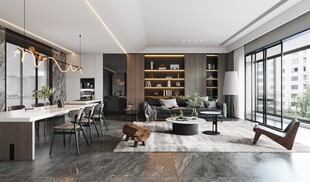 现代简约高级感新中式复古风客厅