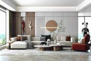 现代简约高级感新中式复古风客厅