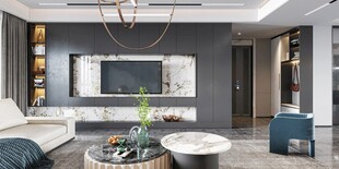 现代简约高级感新中式复古风客厅