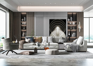 现代简约高级感新中式复古风客厅