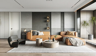 现代简约高级感新中式复古风客厅