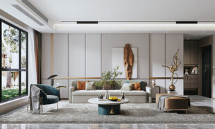 现代简约高级感新中式复古风客厅