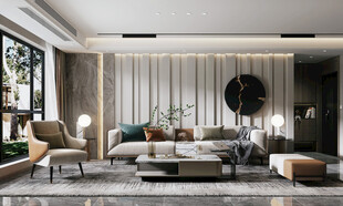 现代简约高级感新中式复古风客厅