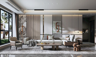 现代简约高级感新中式复古风客厅