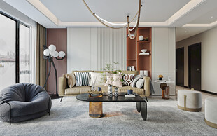 现代简约高级感新中式复古风客厅