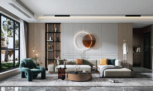 现代简约高级感新中式复古风客厅