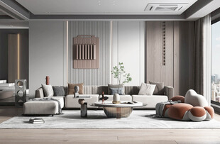 现代简约高级感新中式复古风客厅