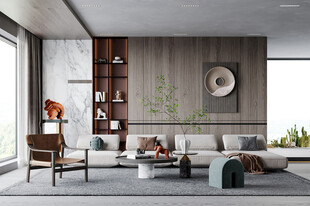 现代简约高级感新中式复古风客厅