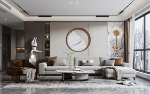 现代简约高级感新中式复古风客厅