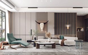 现代简约高级感新中式复古风客厅