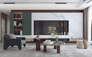 现代简约高级感新中式复古风客厅