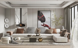 现代简约高级感新中式复古风客厅