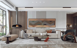 现代简约高级感新中式复古风客厅