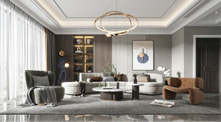现代简约高级感新中式复古风客厅