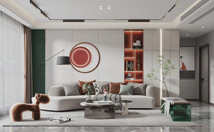 现代简约高级感新中式复古风客厅