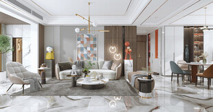 现代简约高级感新中式复古风客厅