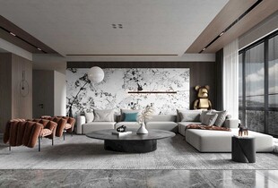 现代简约高级感新中式复古风客厅