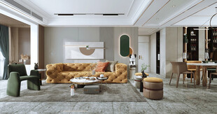 现代简约高级感新中式复古风客厅