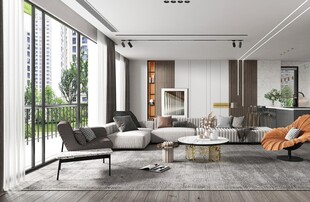 现代简约高级感新中式复古风客厅