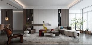 现代简约高级感新中式复古风客厅