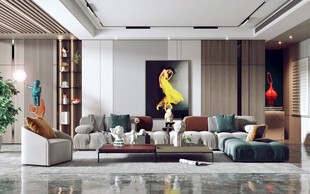 现代简约高级感新中式复古风客厅