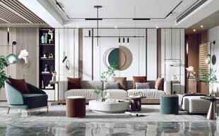 现代简约高级感新中式复古风客厅